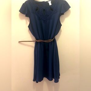Forever 21 Navy Blue Embroidered Dress